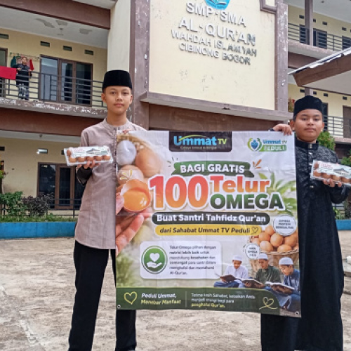 Kolaborasi Ummat TV Peduli dan DKM Al I’tisham Salurkan 100 Telur ke Ponpes Wahdah  Cibinong