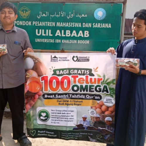 Tebar Pangan Bergizi Salurkan 100 Telur Omega untuk Mahasantri PPMS Ulil Albaab UIKA Bogor