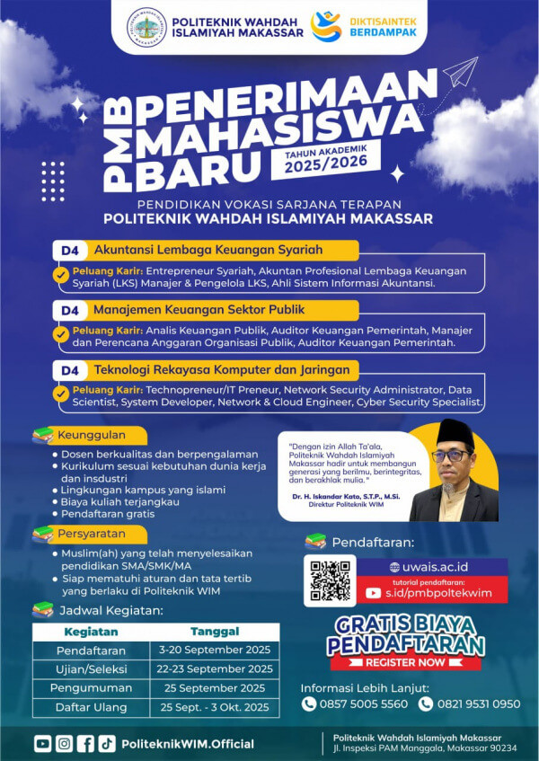 (Info) Ingin kuliah sambil siap kerja? Yuk gabung di Politeknik Wahdah Islamiyah Makassar