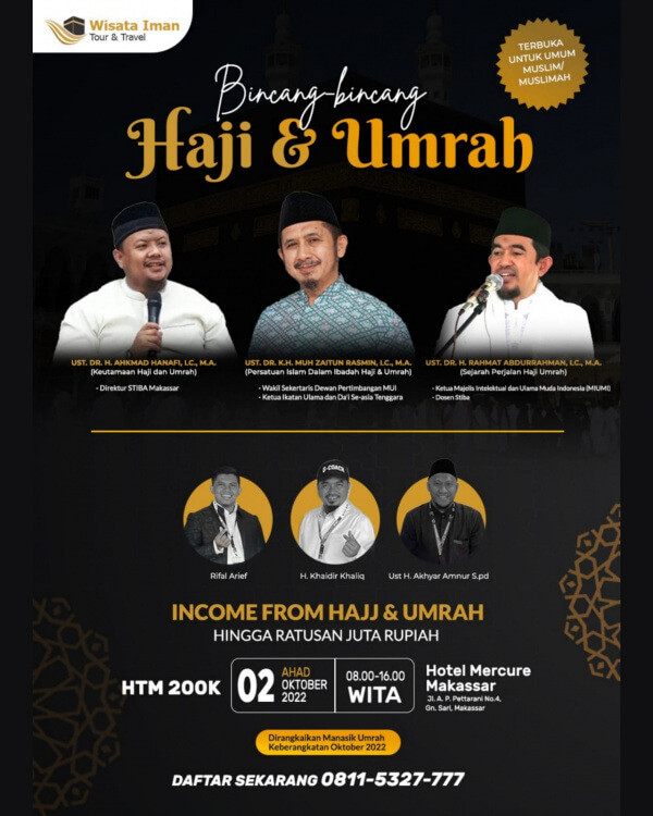 Wisata Iman Tour & Travel Gelar Bincang Haji dan Umrah Ahad Pagi ini di Hotel Mercure, Kota Makassar.