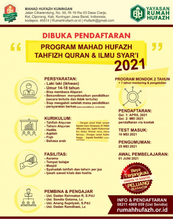 Program Tahfizh Quran dan Ilmu Syar'i Rumah Hufazh Kuningan