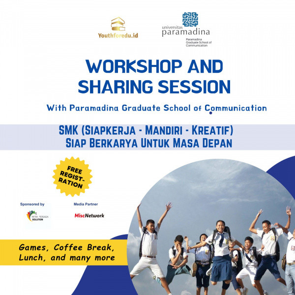 Youthforedu.id dan PGSC Akan Gelar ‘Workshop dan Sharing Session’   di SMK Tridaya Bekasi