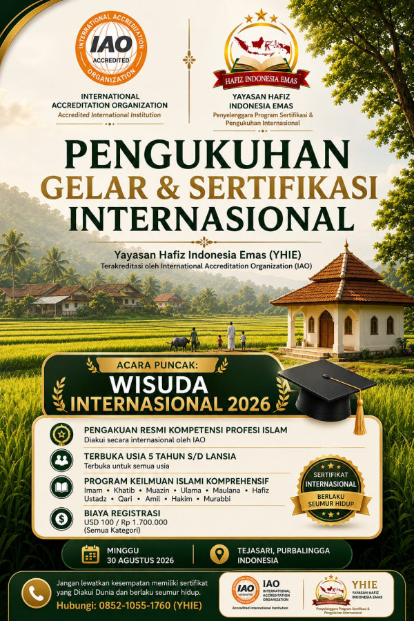 Terbuka untuk Usia 5 Tahun hingga Lansia, Sertifikasi Internasional Keislaman Digelar 2026