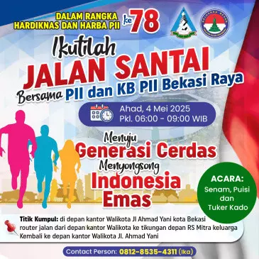 Dalam Rangka Hardiknas dan Harba PII ke 78 PII Bekasi Akan Gelar Gerak Jalan Santai di CFD Bekasi